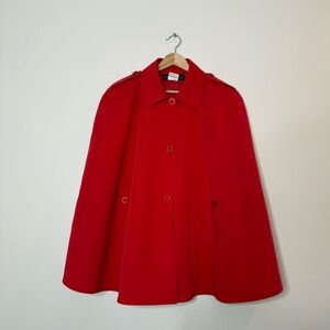 Vintage Harve Benard Poncho Cape Jacket in bright vibrant red size medium